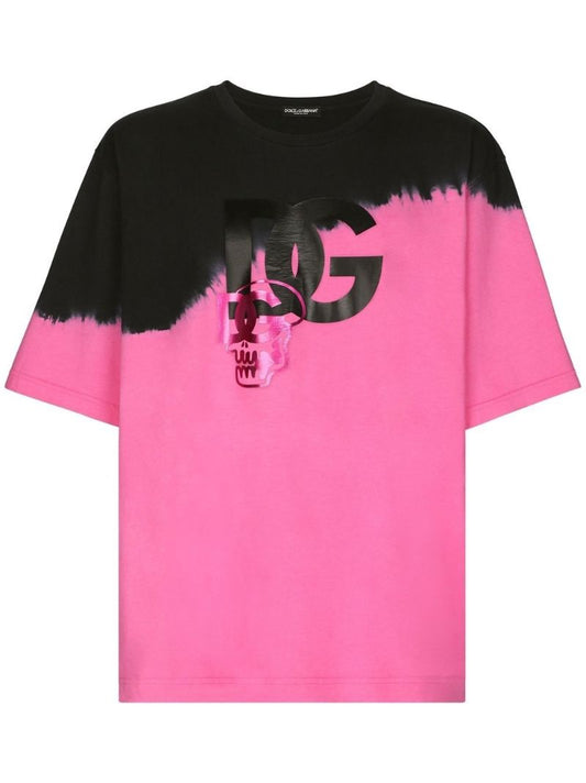 Black Dg Logo Tie-dye Cotton T-shirt