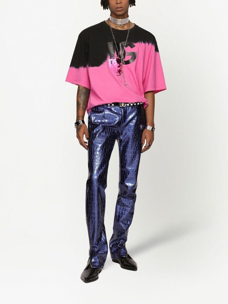 Black Dg Logo Tie-dye Cotton T-shirt