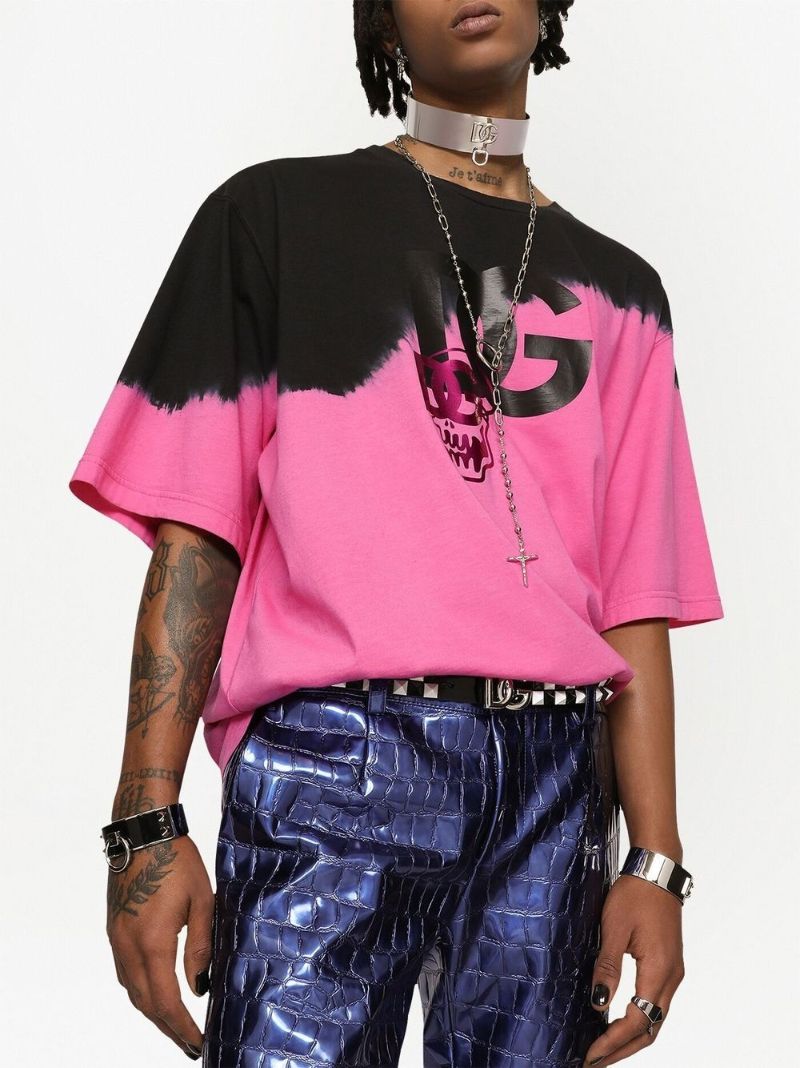 Black Dg Logo Tie-dye Cotton T-shirt