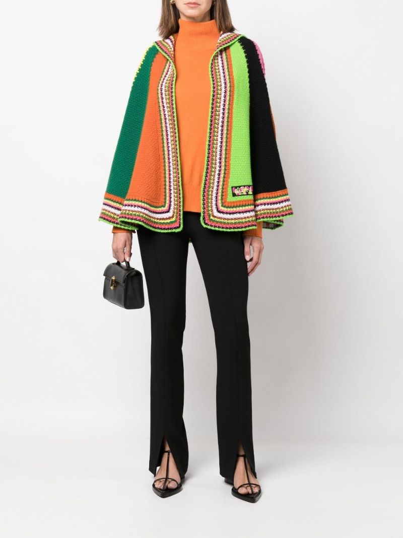 Green Striped Knitted Wool Cape