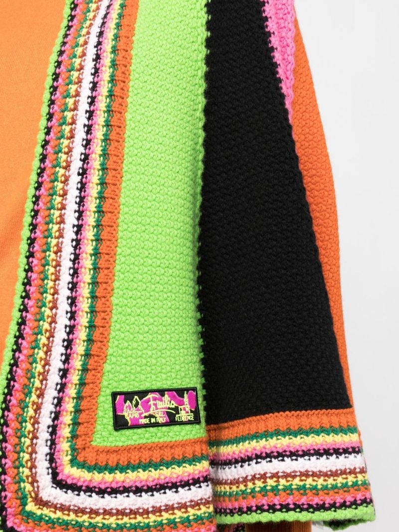Green Striped Knitted Wool Cape