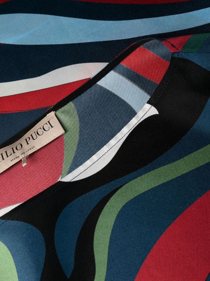 Blue Marmo Print Silk Kaftan Dress