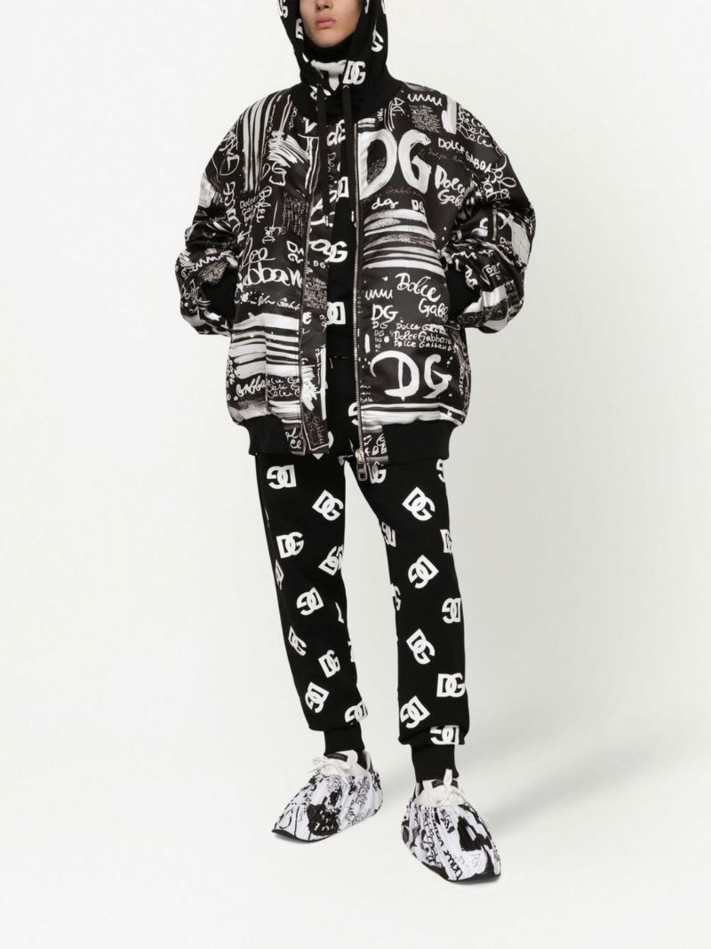 Black Logo Print Track Pants