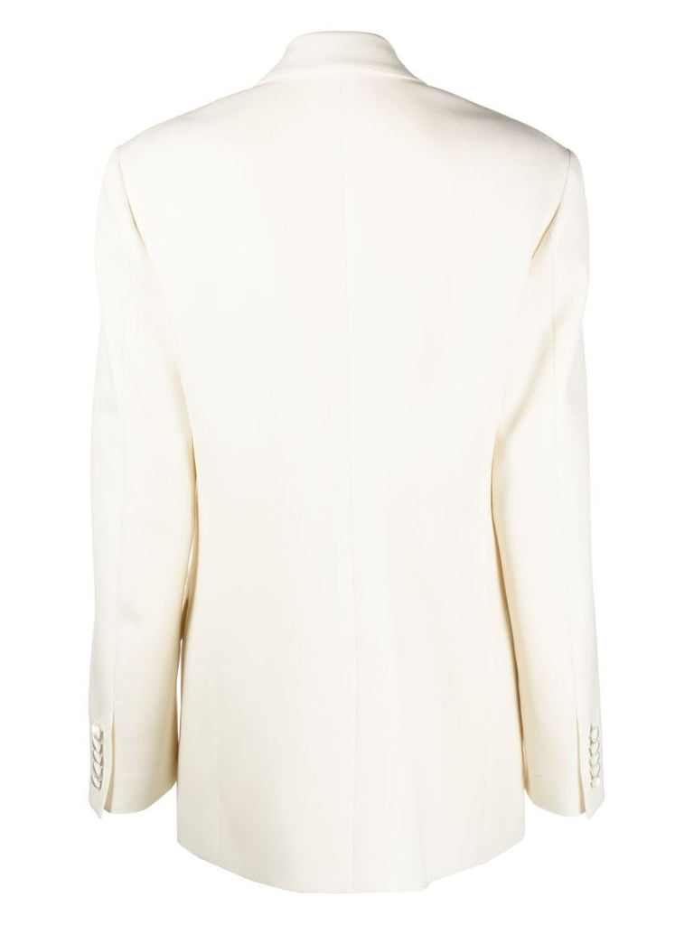 White Double-breasted Wool Blazer