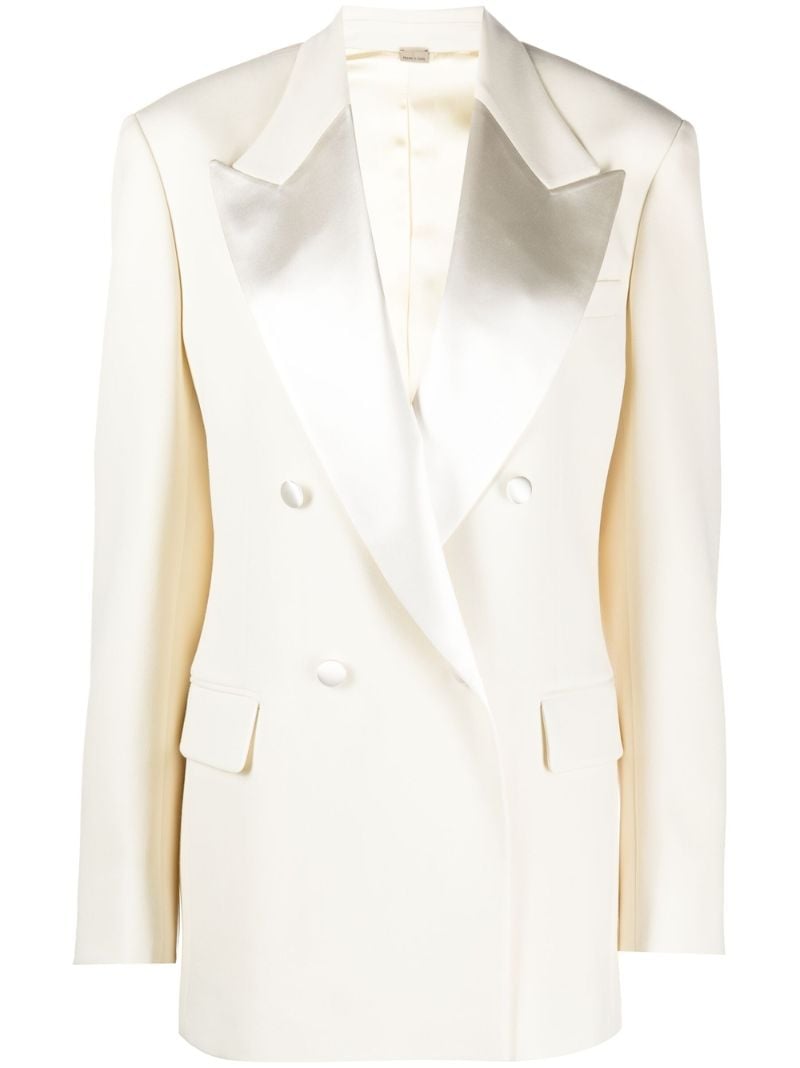 White Double-breasted Wool Blazer