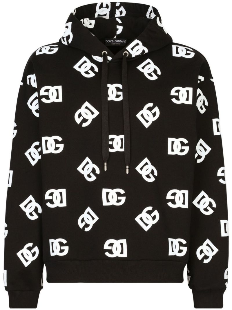 Black Logo Print Hoodie