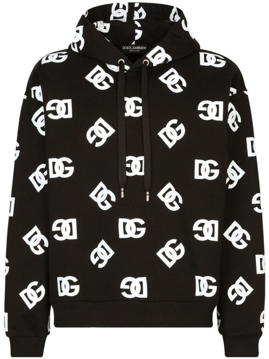 Black Logo Print Hoodie