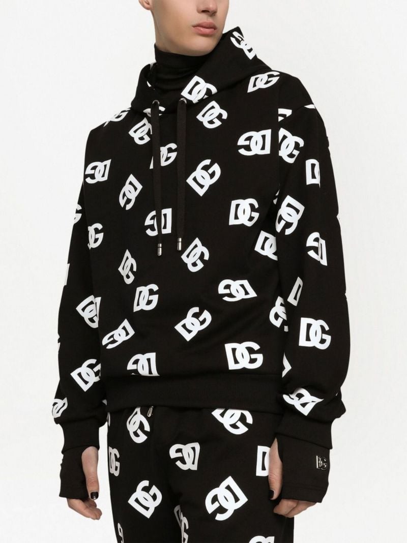 Black Logo Print Hoodie