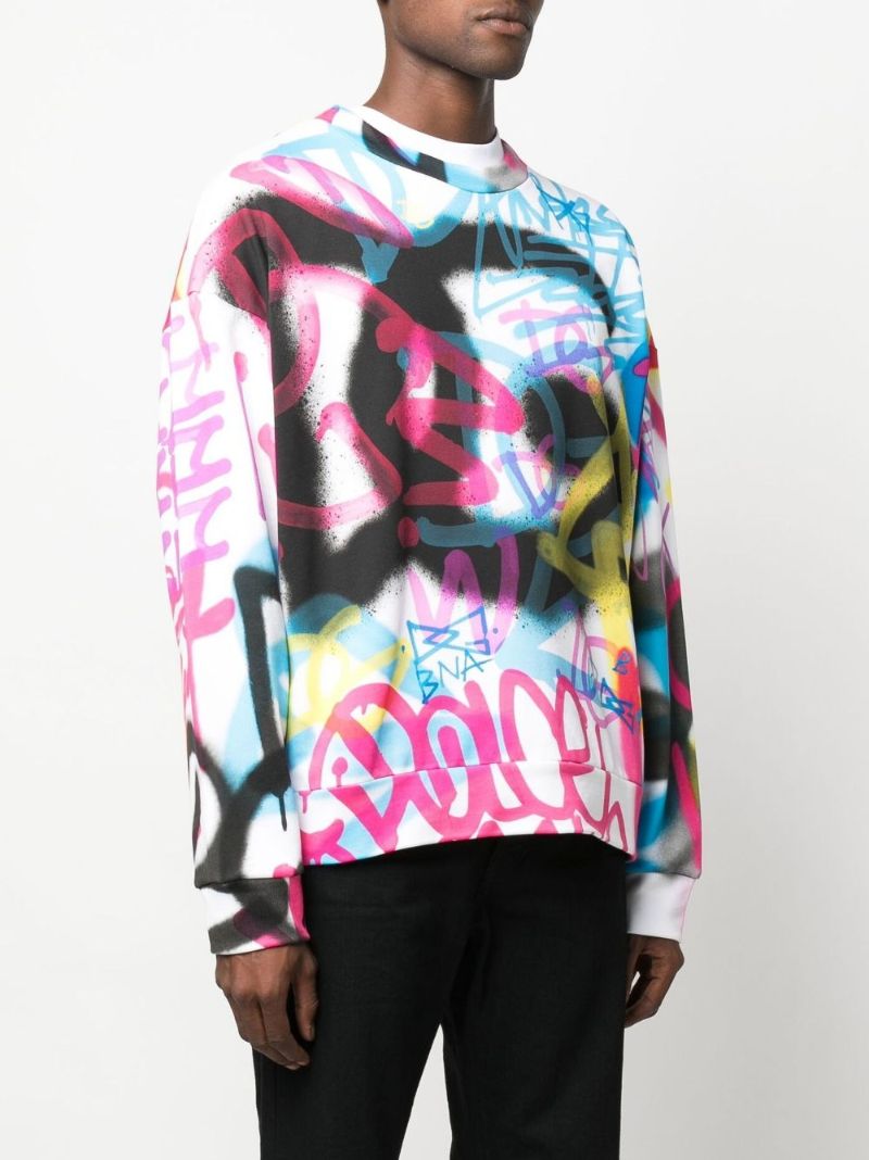 White Graffiti Print Sweatshirt