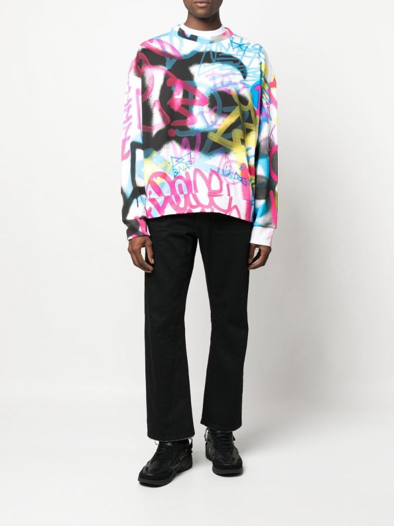 White Graffiti Print Sweatshirt