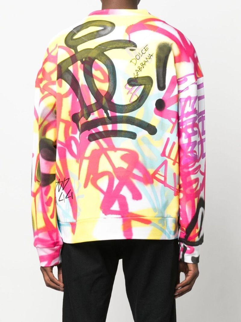 White Graffiti Print Sweatshirt