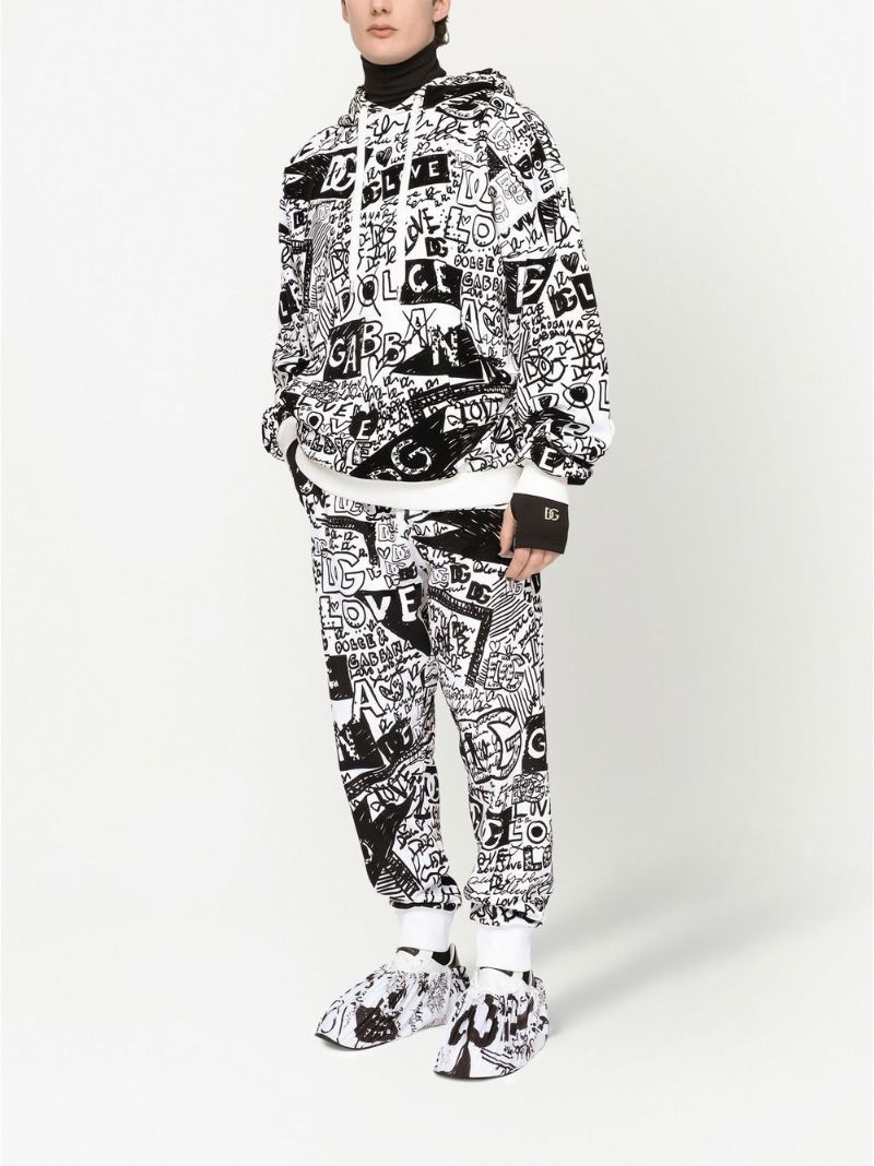 Black Logo Print Cotton Hoodie
