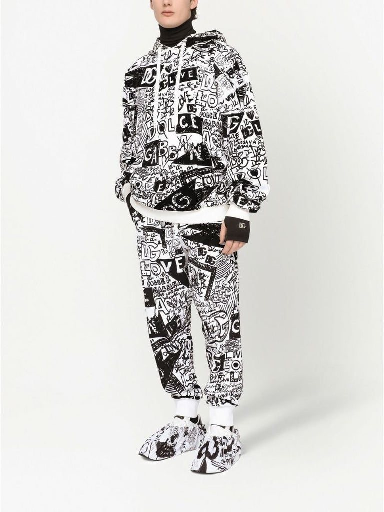 Black Logo Print Cotton Hoodie