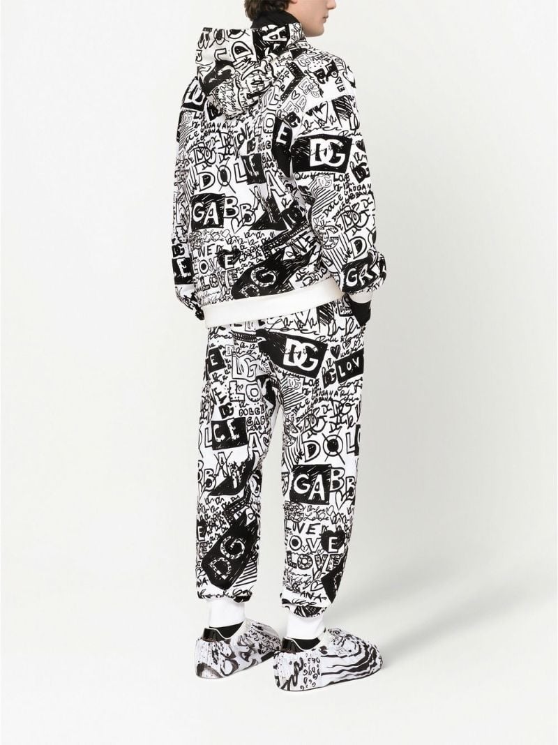 Black Logo Print Cotton Hoodie