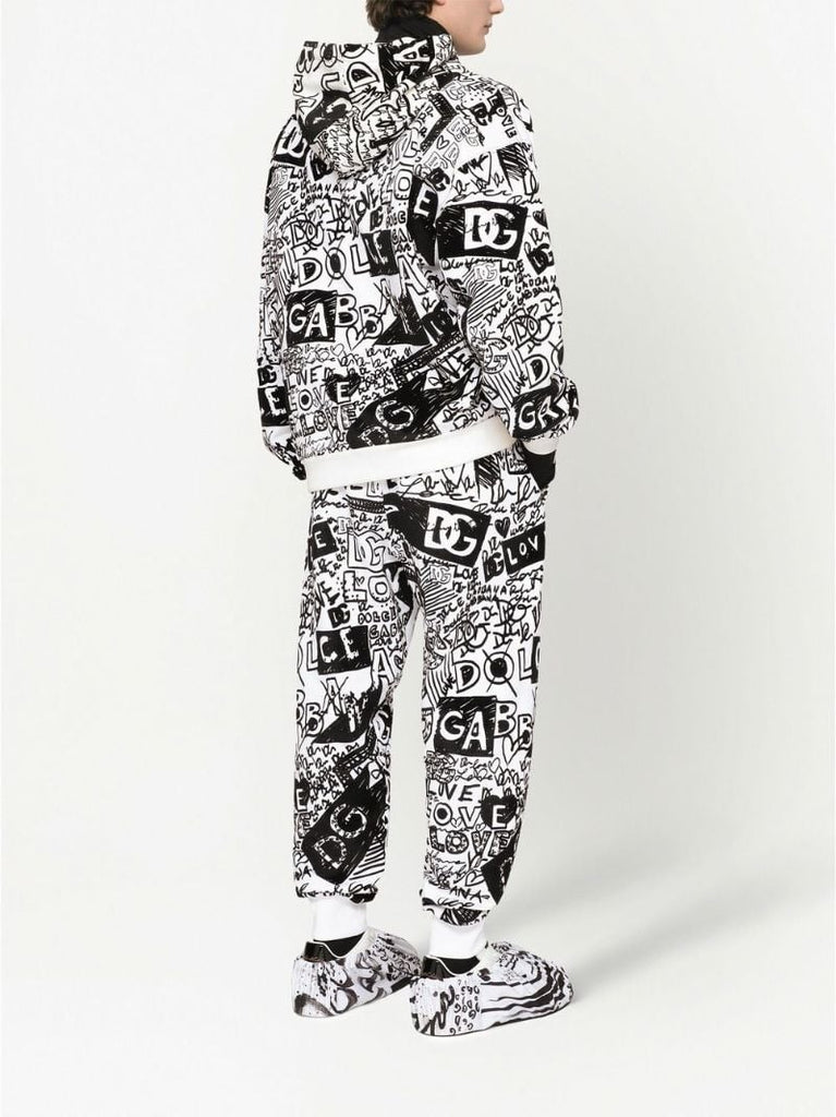 Black Logo Print Cotton Hoodie