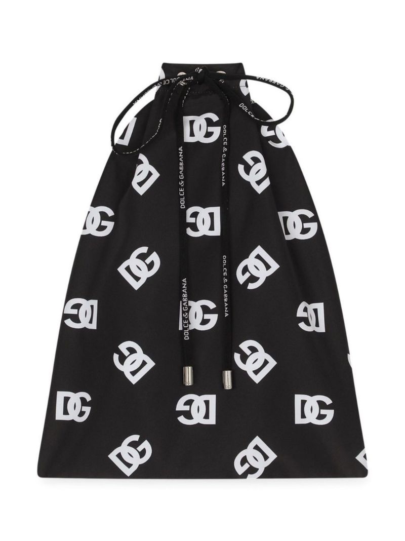 Black Dg Logo Print Swim Shorts