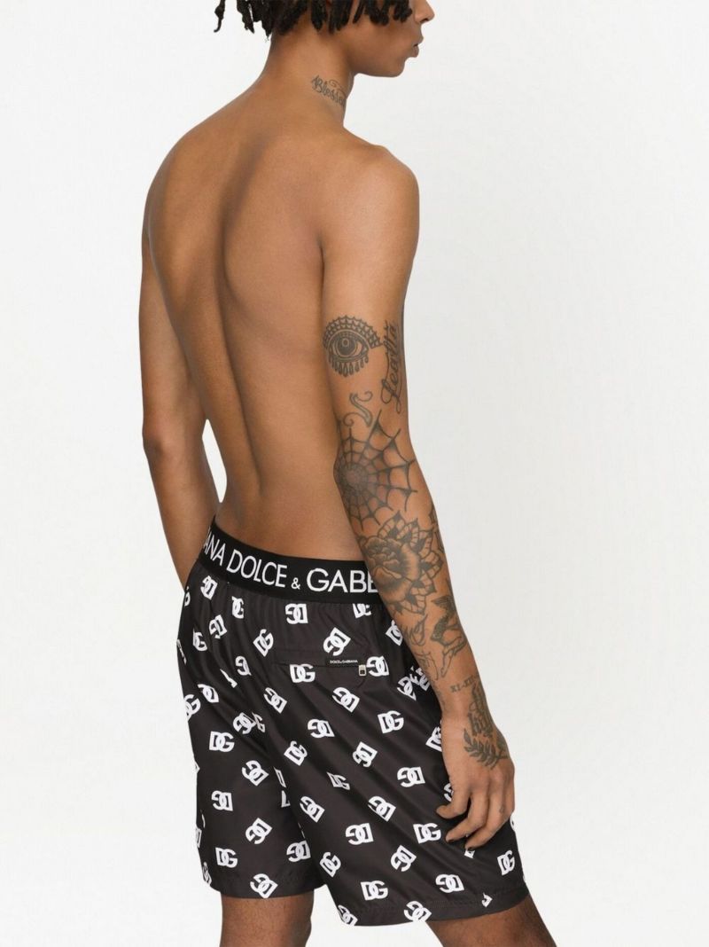 Black Dg Logo Print Swim Shorts