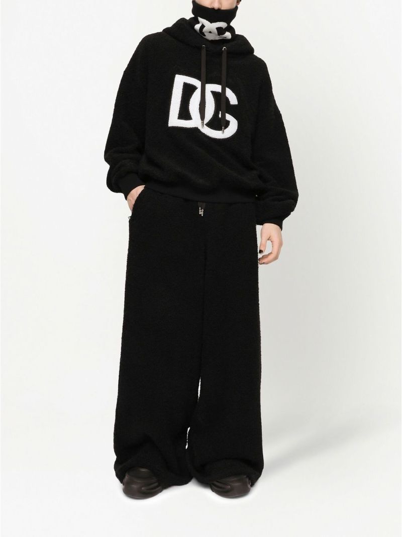 Black Towelling Logo Patch Hoodie