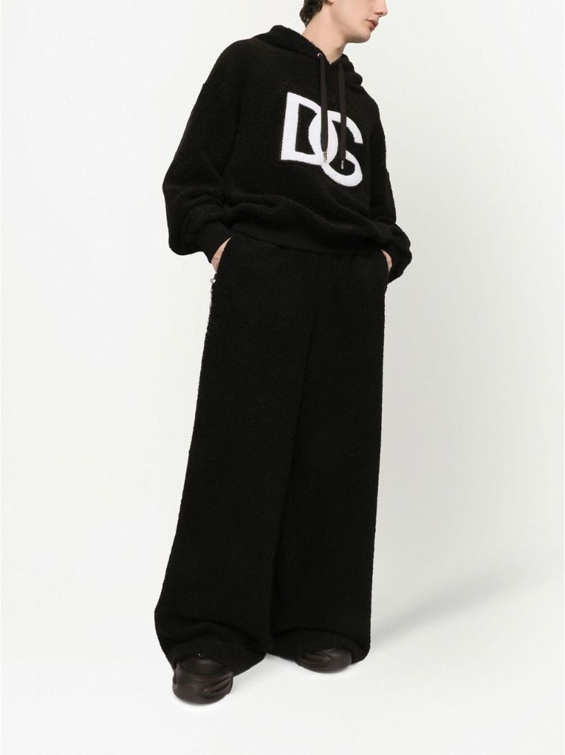 Black Towelling Logo Patch Hoodie