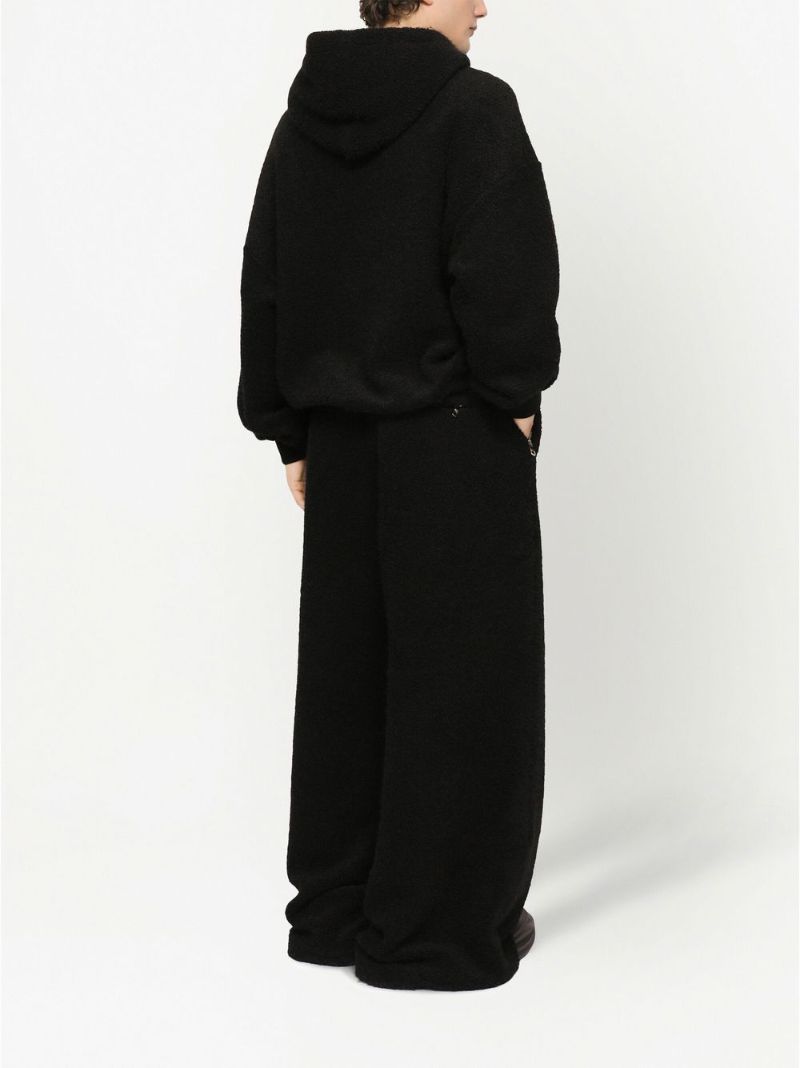 Black Towelling Logo Patch Hoodie