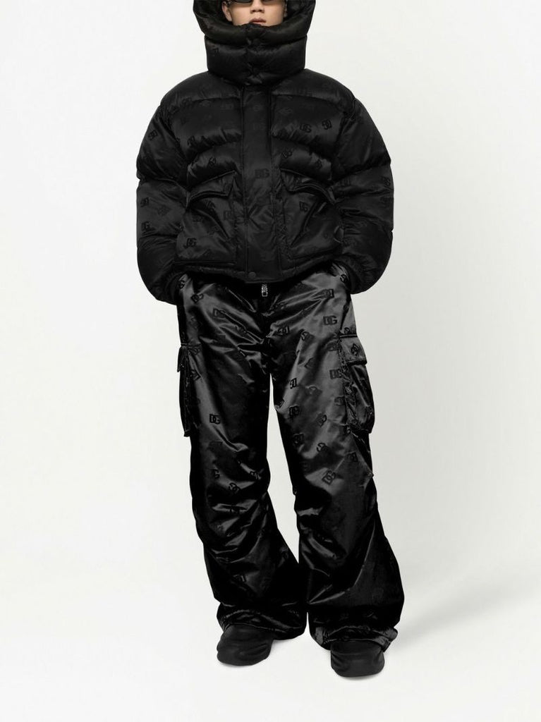 Black Dg Printed Padded Jacket