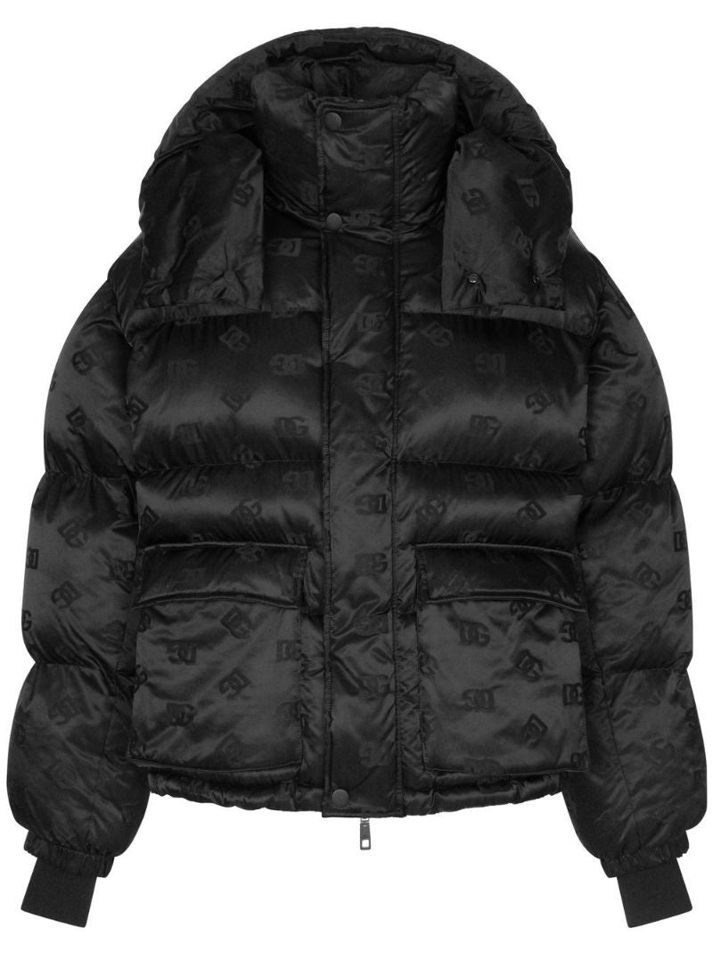 Black Dg Printed Padded Jacket