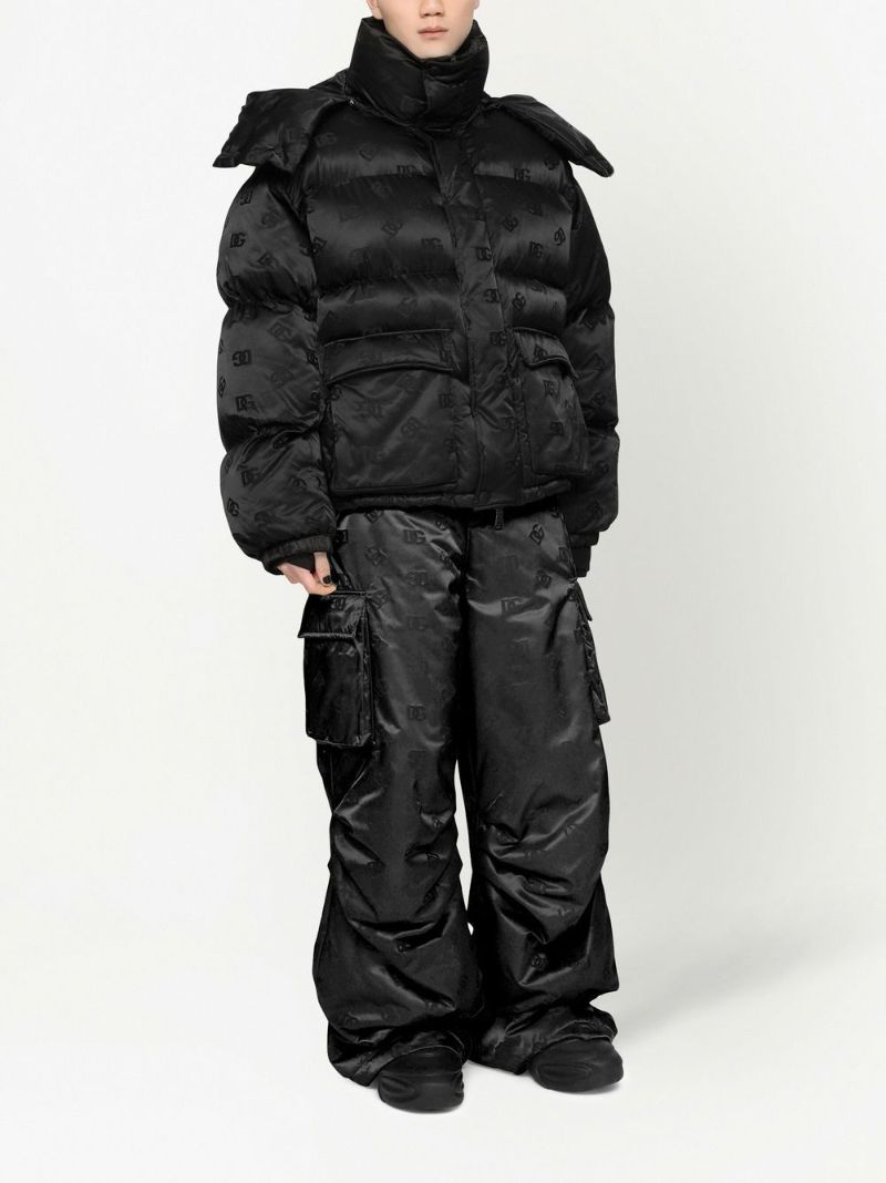 Black Dg Printed Padded Jacket