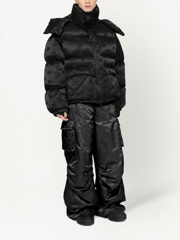 Black Dg Printed Padded Jacket