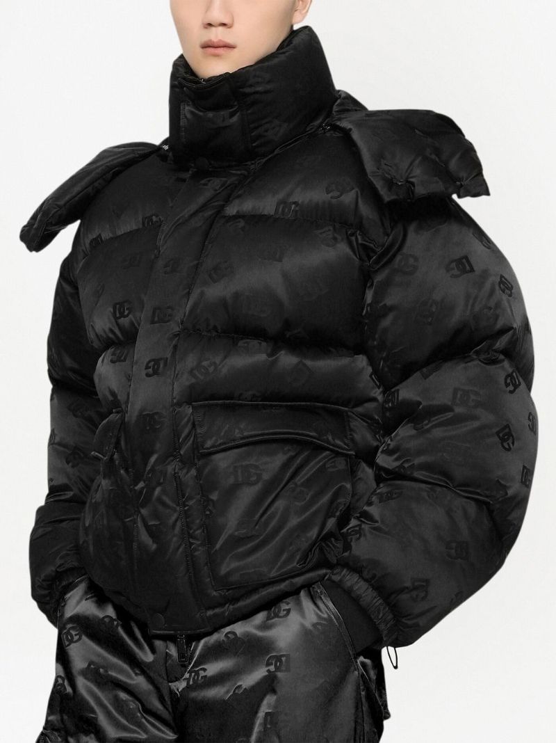 Black Dg Printed Padded Jacket