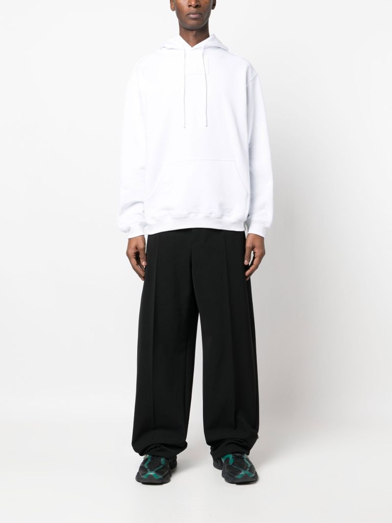 White Barcode Patch Drawstring Hoodie