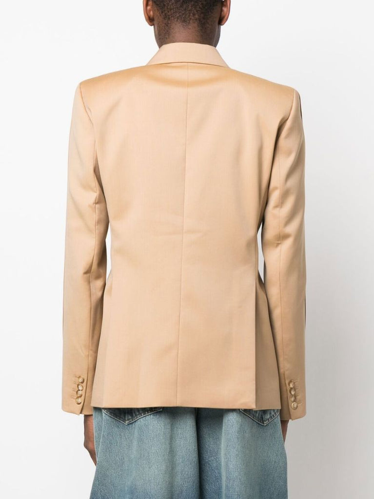 Brown Double-breasted Wool Blazer
