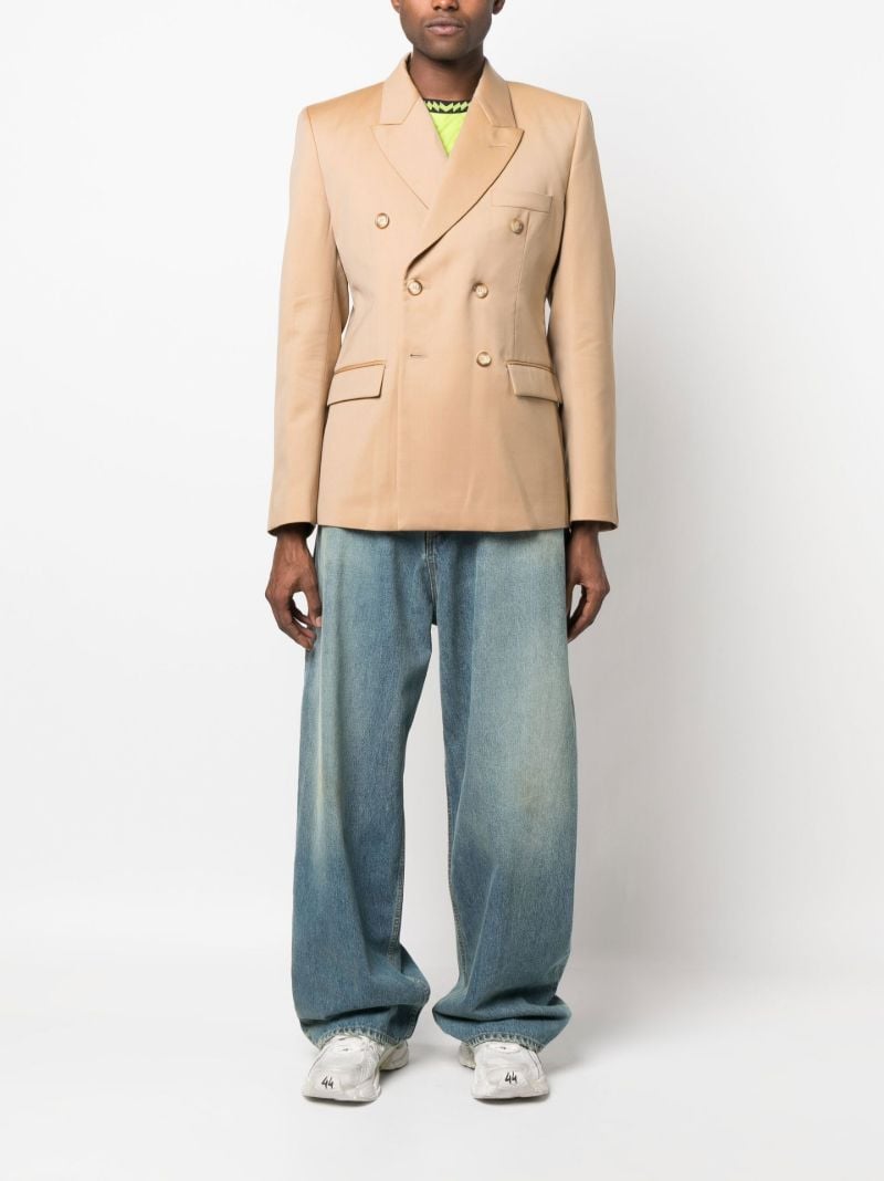 Brown Double-breasted Wool Blazer