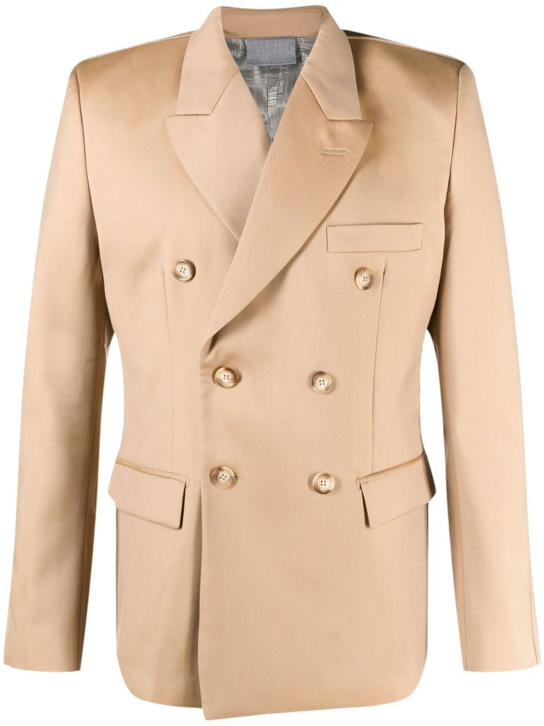 Brown Double-breasted Wool Blazer
