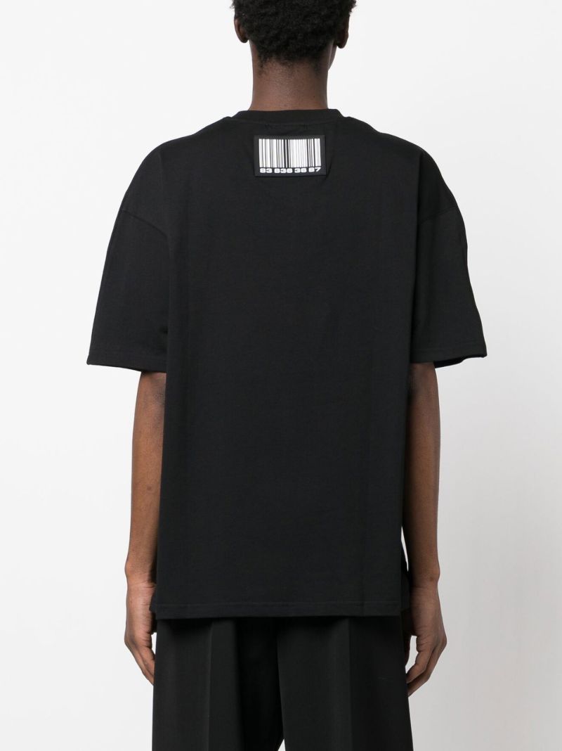 Black Cotton Barcode Patch T-shirt