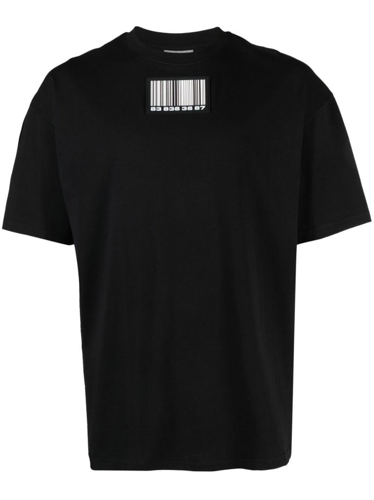 Black Cotton Barcode Patch T-shirt