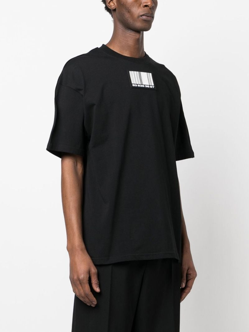 Black Cotton Barcode Patch T-shirt