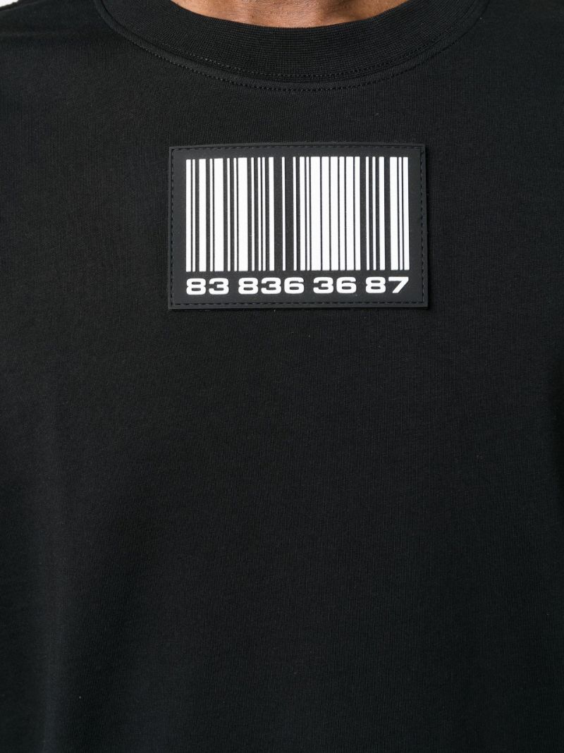 Black Cotton Barcode Patch T-shirt