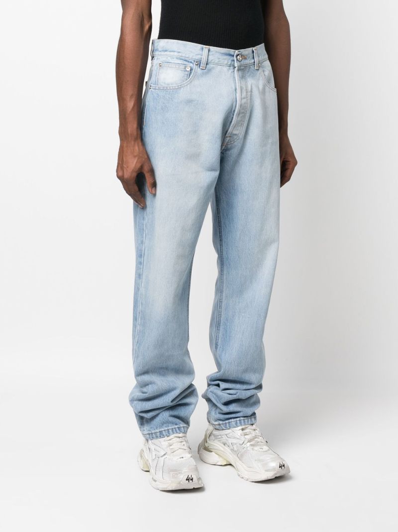 Blue Mid-rise Straight-leg Jeans