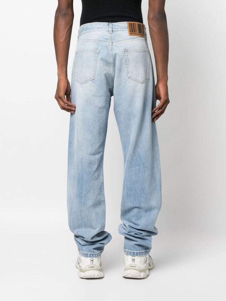 Blue Mid-rise Straight-leg Jeans