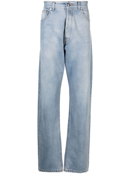 Blue Mid-rise Straight-leg Jeans