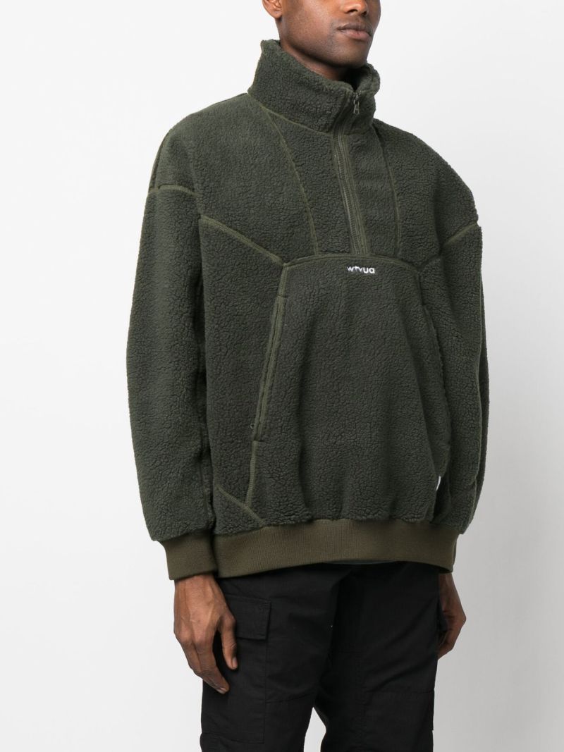 Green Logo Embroidered Fleece Sweater
