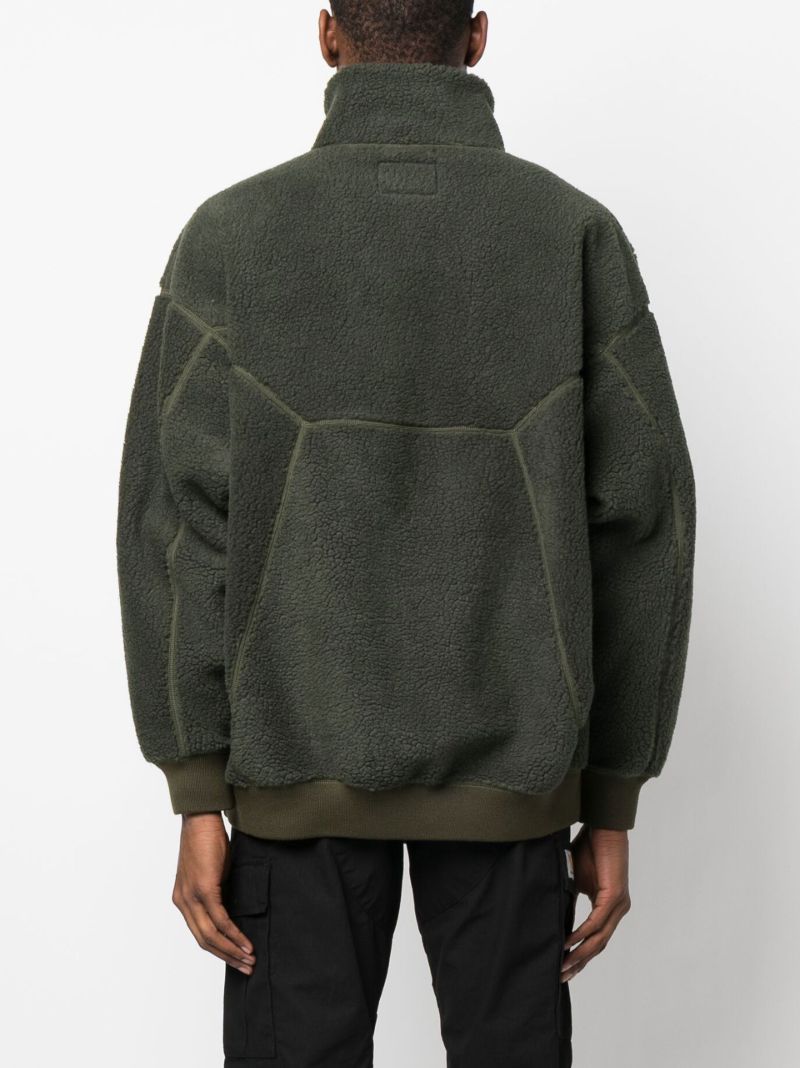 Green Logo Embroidered Fleece Sweater