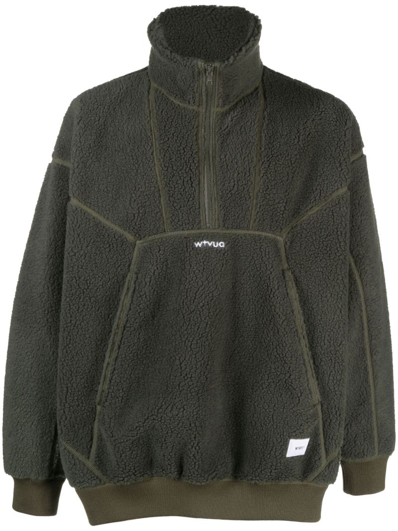 Green Logo Embroidered Fleece Sweater