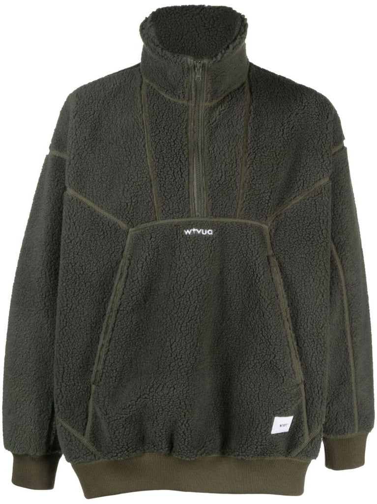 Green Logo Embroidered Fleece Sweater