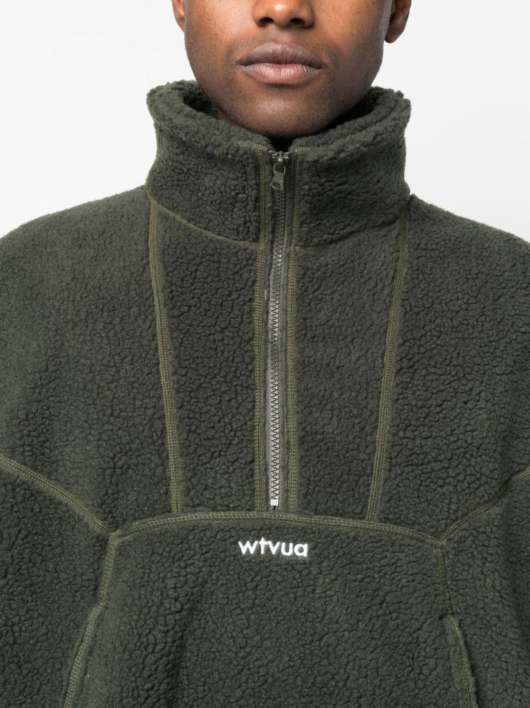Green Logo Embroidered Fleece Sweater