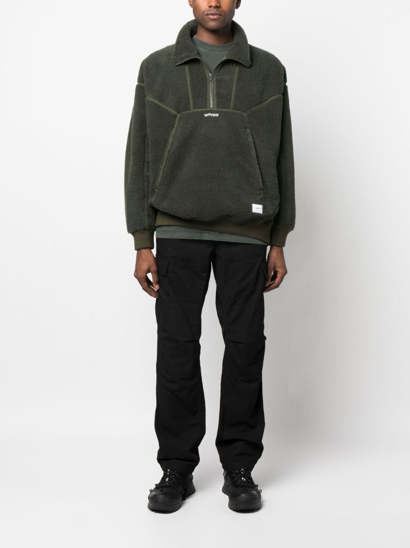 Green Logo Embroidered Fleece Sweater