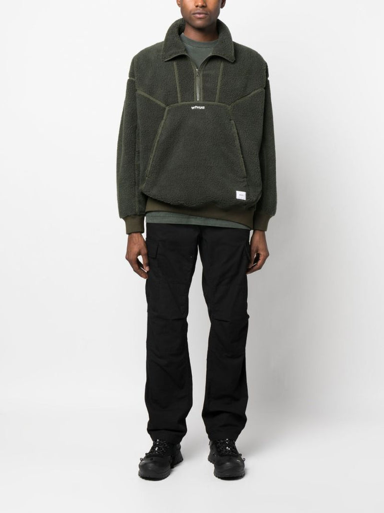 Green Logo Embroidered Fleece Sweater