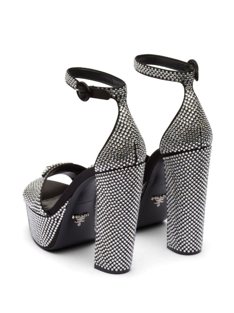 Black 135 Crystal-studded Satin Sandals