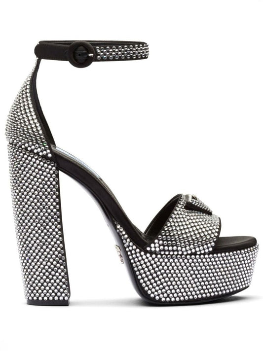 Black 135 Crystal-studded Satin Sandals