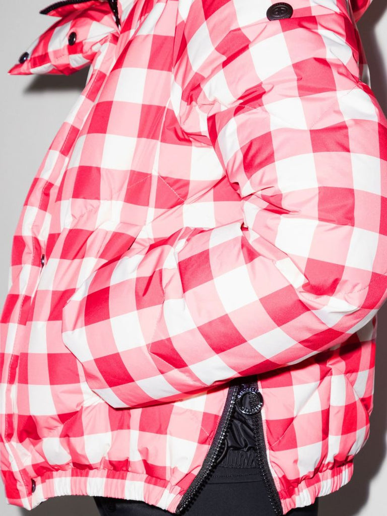 Pink Bardot Gingham Print Ski Jacket